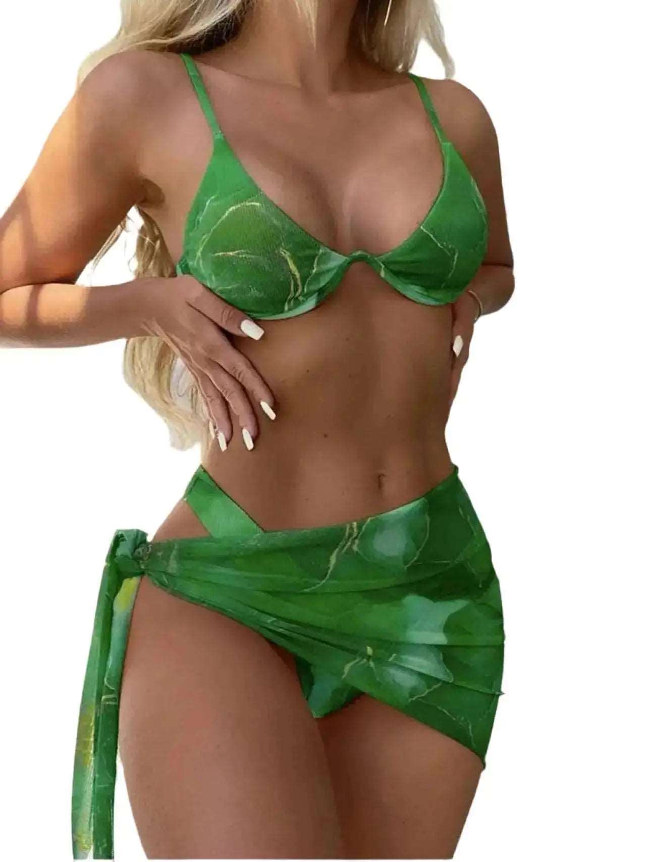 3pcs Lingerie Bikini Summer Swimwear - BodycoutureeApparelCJ dropshippingBodycoutureeCJYJ173282101AZCJYJ173282101AZGreenSLingerie 3pcs Bikini Swimwear Summer CJ dropshipping