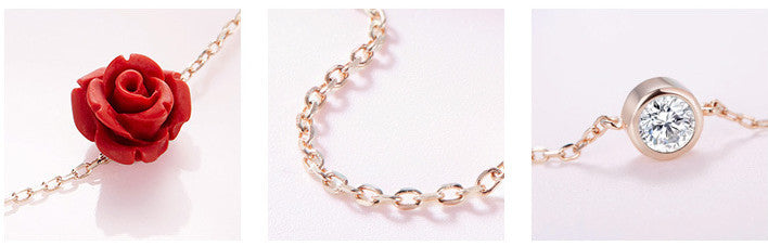 Rose flower 925 Sterling Silver Ankle Bracelet - Bodycouturee