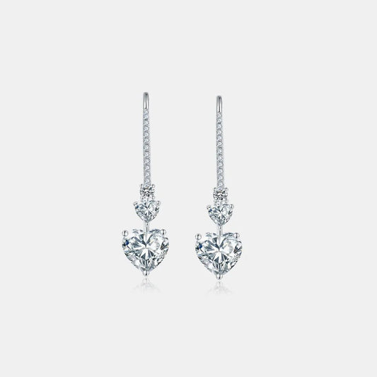 Moissanite Heart Drop Earrings - 5.44 ct 925 Sterling Silver - BodycoutureeEarringsTrendsiBodycouturee100500987761165SilverOne Size#original_value#