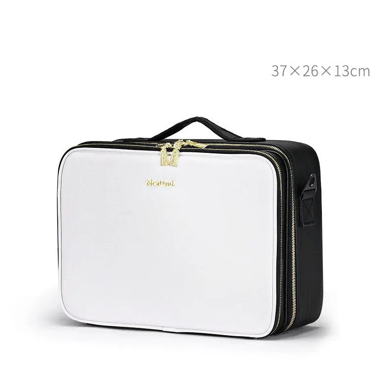 Large Capacity Leather Cosmetic Bag Portable Makeup Artist Makeup Storage Bag Body Couturee & Co