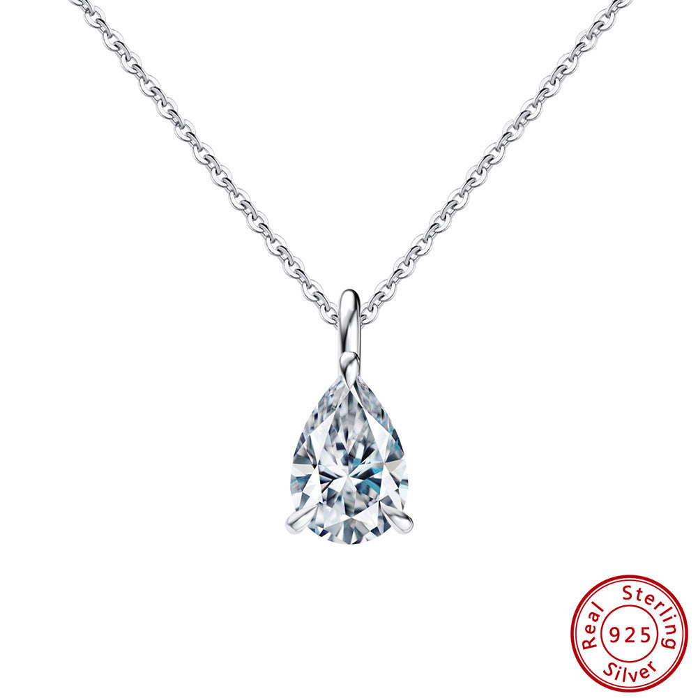 S925 Sterling Silver Drop-shaped Diamond Necklace - Bodycouturee