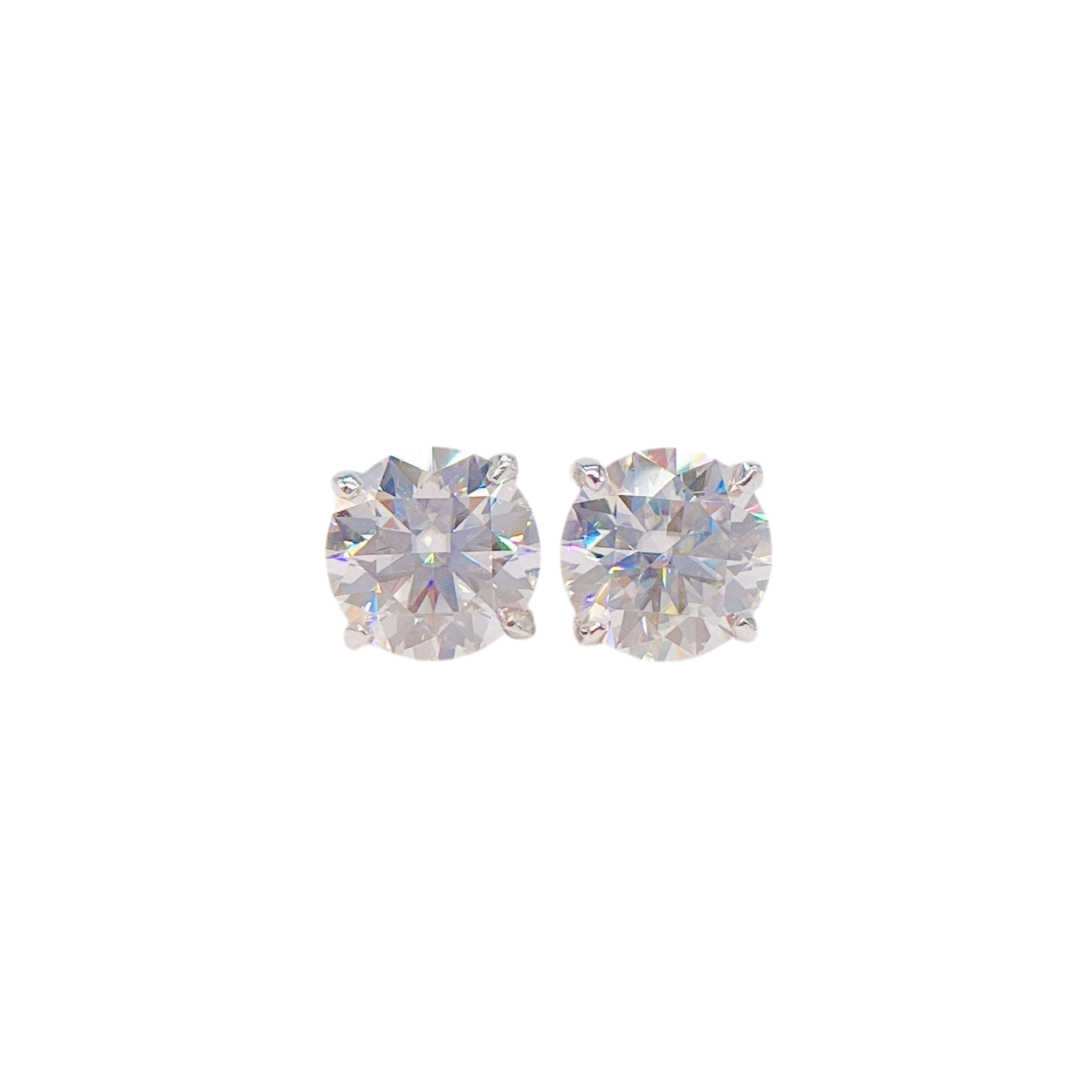 925 Silver Moissanite Stud Earrings Classic Four-claw D Color Single Stone - Bodycouturee