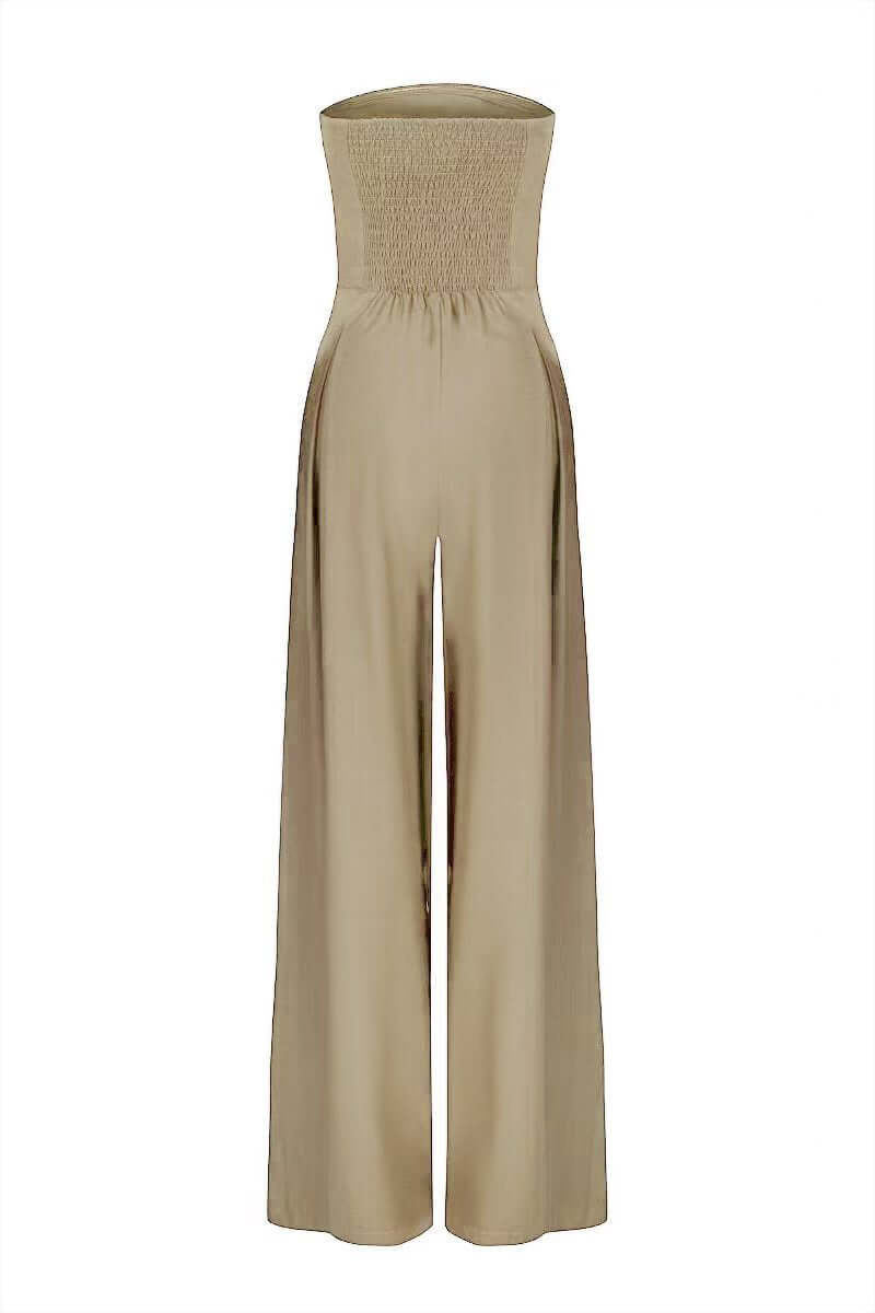 Loose Tube-top Jumpsuit Backless Wide Leg Long Pants