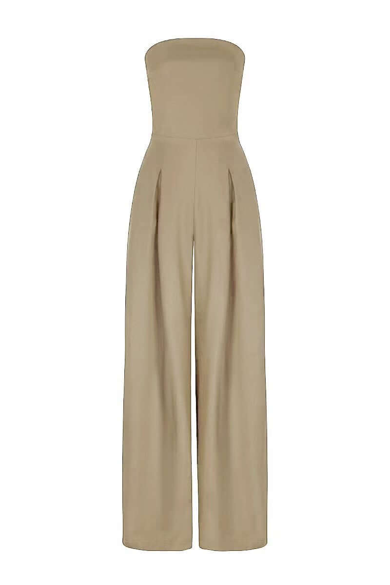 Loose Tube-top Jumpsuit Backless Wide Leg Long Pants