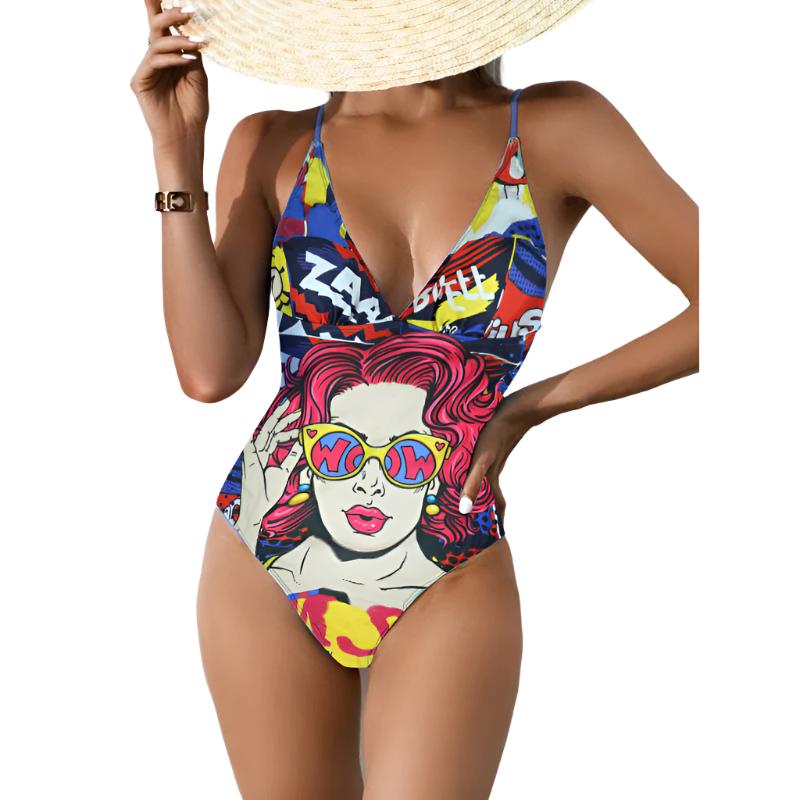 Women’s Printed Bikini One-Piece (Plus-Size) - Bodycouturee