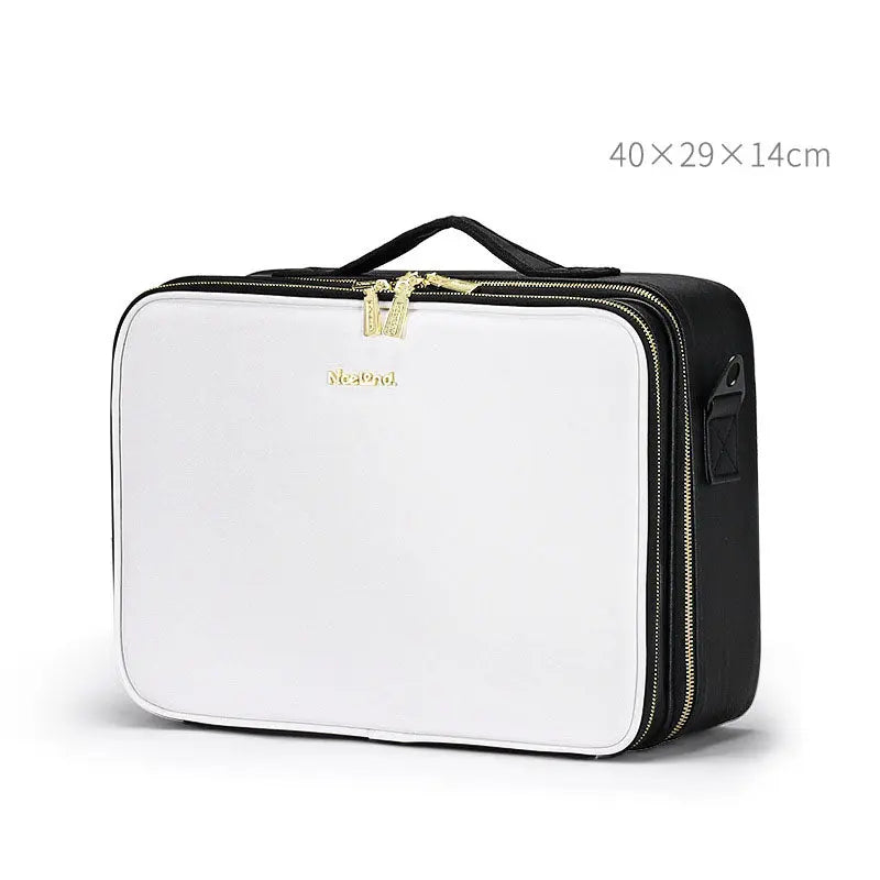 Large Capacity Leather Cosmetic Bag Portable Makeup Artist Makeup Storage Bag Body Couturee & Co