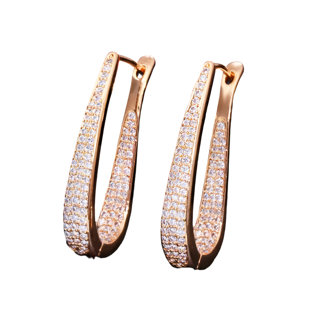 White Gold Luxury Diamond Stone Hoop Earrings - Bodycouturee