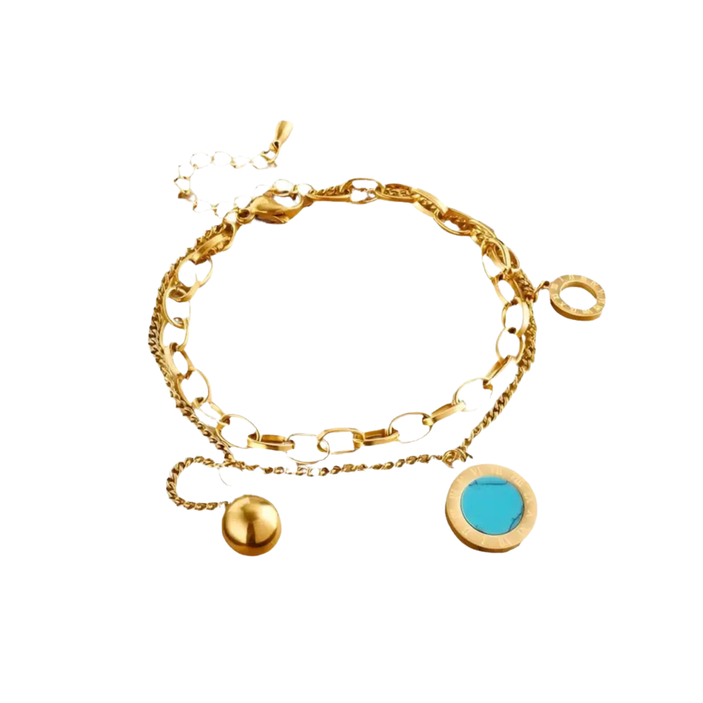 Gold Double Layer Bracelet Bangle Chain - Bodycouturee