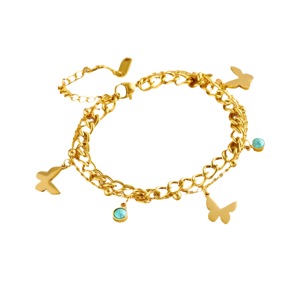 Gold Double Layer Bracelet Bangle Chain - Bodycouturee