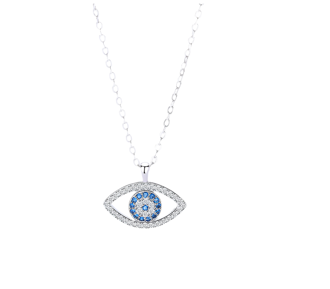 s925 Sterling Silver Evil Eye Necklace Eye Pendant - Bodycouturee