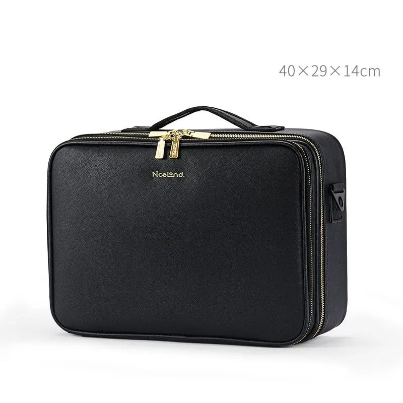 Large Capacity Leather Cosmetic Bag Portable Makeup Artist Makeup Storage Bag Body Couturee & Co