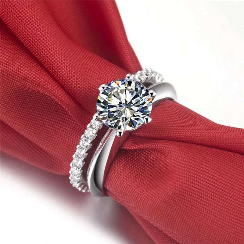 925 Silver Gold-plated Six-claw Ring With Moissanite Female T Carbon Diamond Body Couturee & Co