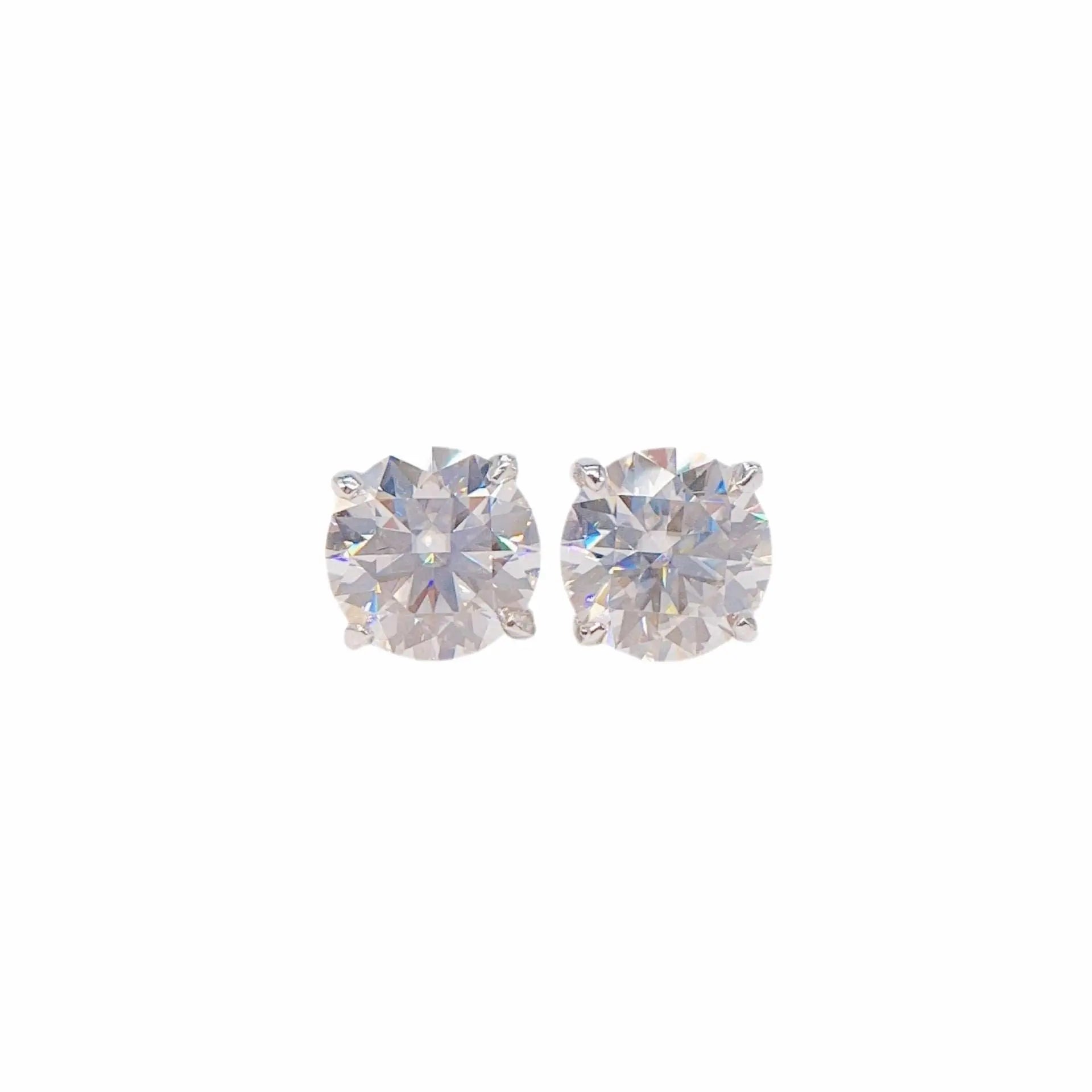 925 Silver Moissanite Stud Earrings Classic Four-claw D Color Single Stone Body Couturee & Co