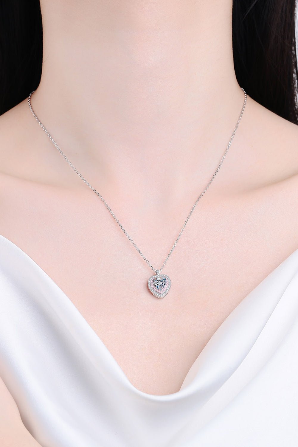 925 Sterling Silver 1 Carat Moissanite Heart Pendant Necklace - BodycoutureeNecklaceTrendsiBodycouturee101300350993450101300350993450SilverOne Sizeb243e87a5fce47ce8bf5bd9ab1894ca8 - Max