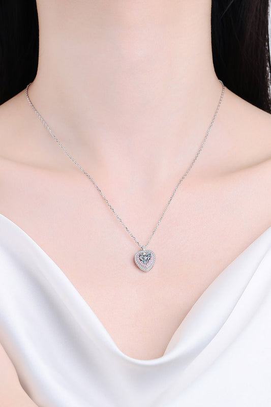 925 Sterling Silver 1 Carat Moissanite Heart Pendant Necklace - BodycoutureeNecklaceTrendsiBodycouturee101300350993450101300350993450SilverOne Sizeb243e87a5fce47ce8bf5bd9ab1894ca8 - Max