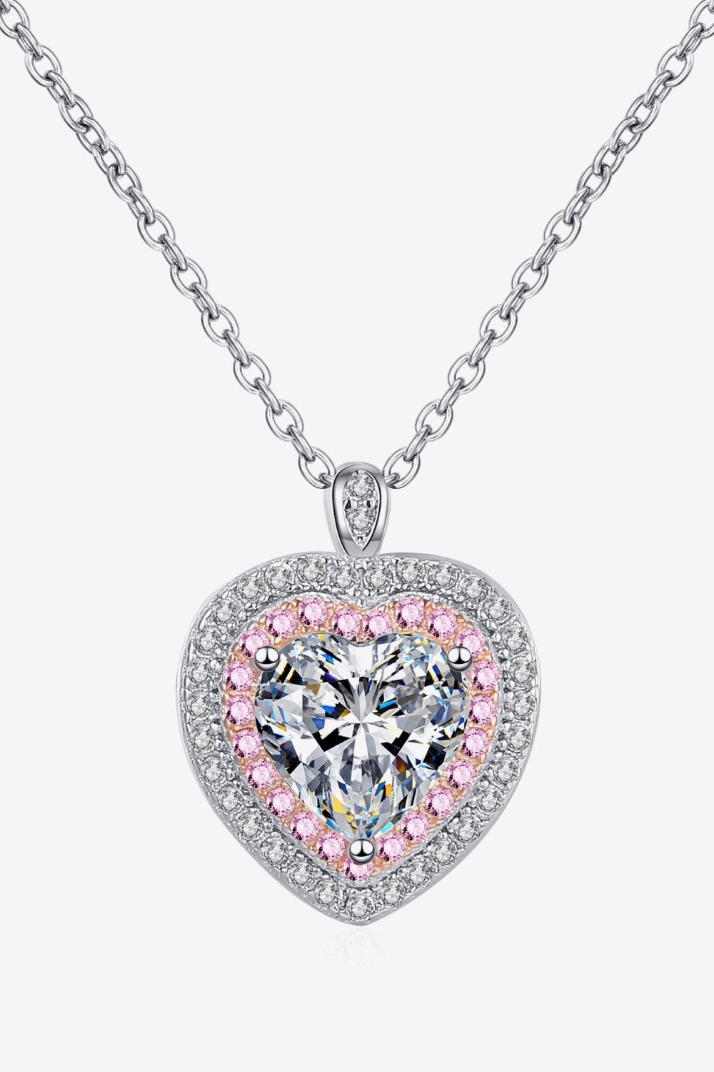 925 Sterling Silver 1 Carat Moissanite Heart Pendant Necklace - BodycoutureeNecklaceTrendsiBodycouturee101300350993450101300350993450SilverOne Size750ec557aa4e425d9b3273b68cc785c8 - Max