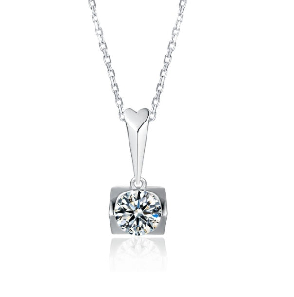 S925 Sterling Silver Inlaid Moissanite Stud Necklace Two Piece Set - Bodycouturee