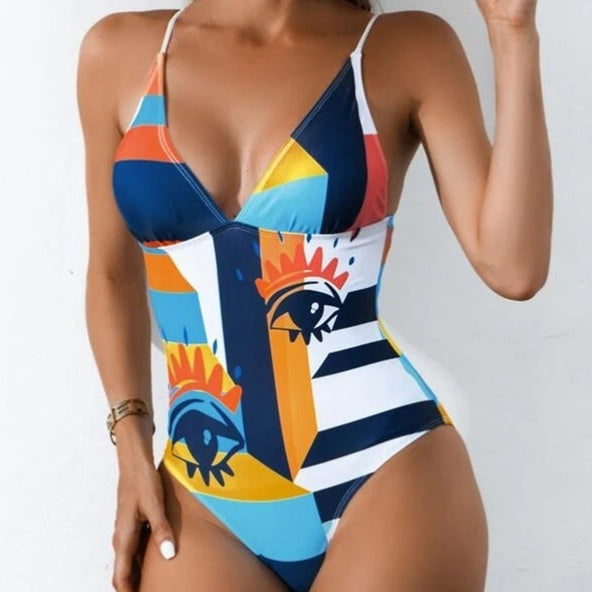 Women’s Printed Bikini One-Piece (Plus-Size Available) - Bodycouturee