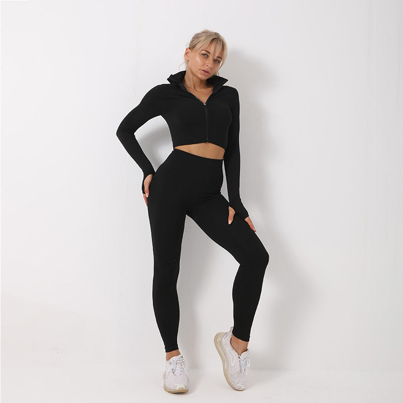 Yoga Set Crop Top Bra Tracksuit - Bodycouturee