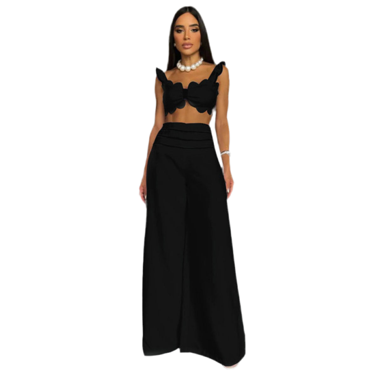 Suspenders Midriff Outfit Fashion Wide-leg Trousers Women's Suit - Bodycouturee