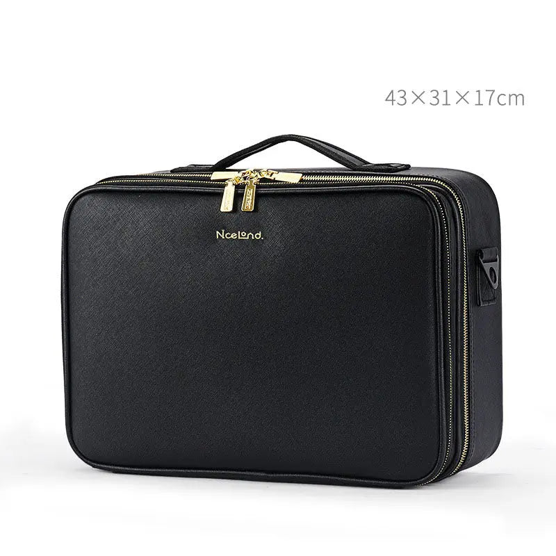 Large Capacity Leather Cosmetic Bag Portable Makeup Artist Makeup Storage Bag Body Couturee & Co