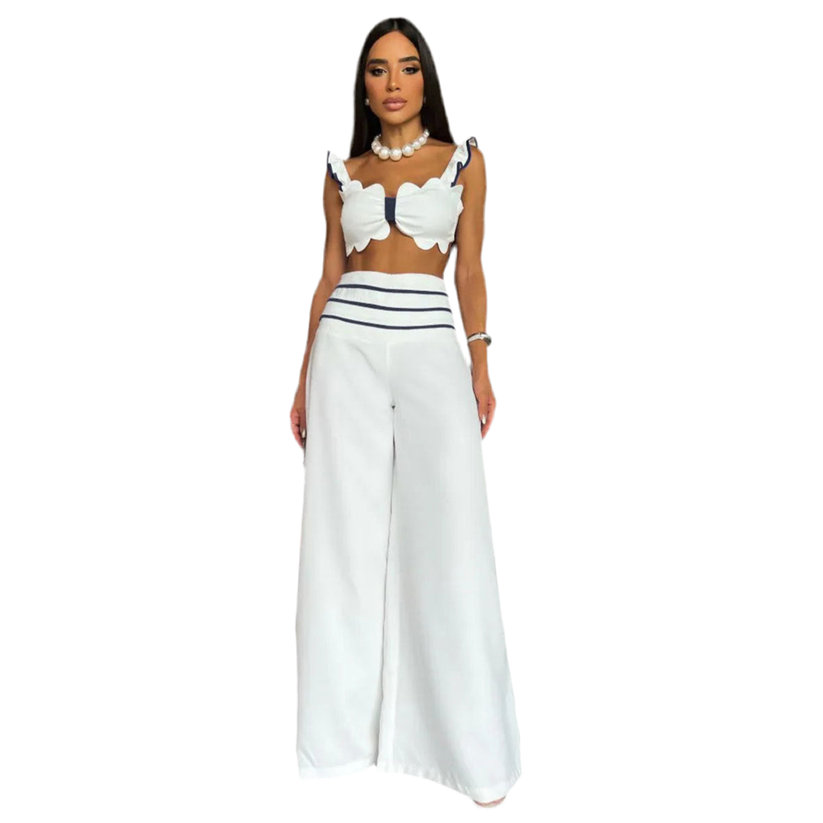 Suspenders Midriff Outfit Fashion Wide-leg Trousers Women's Suit - Bodycouturee