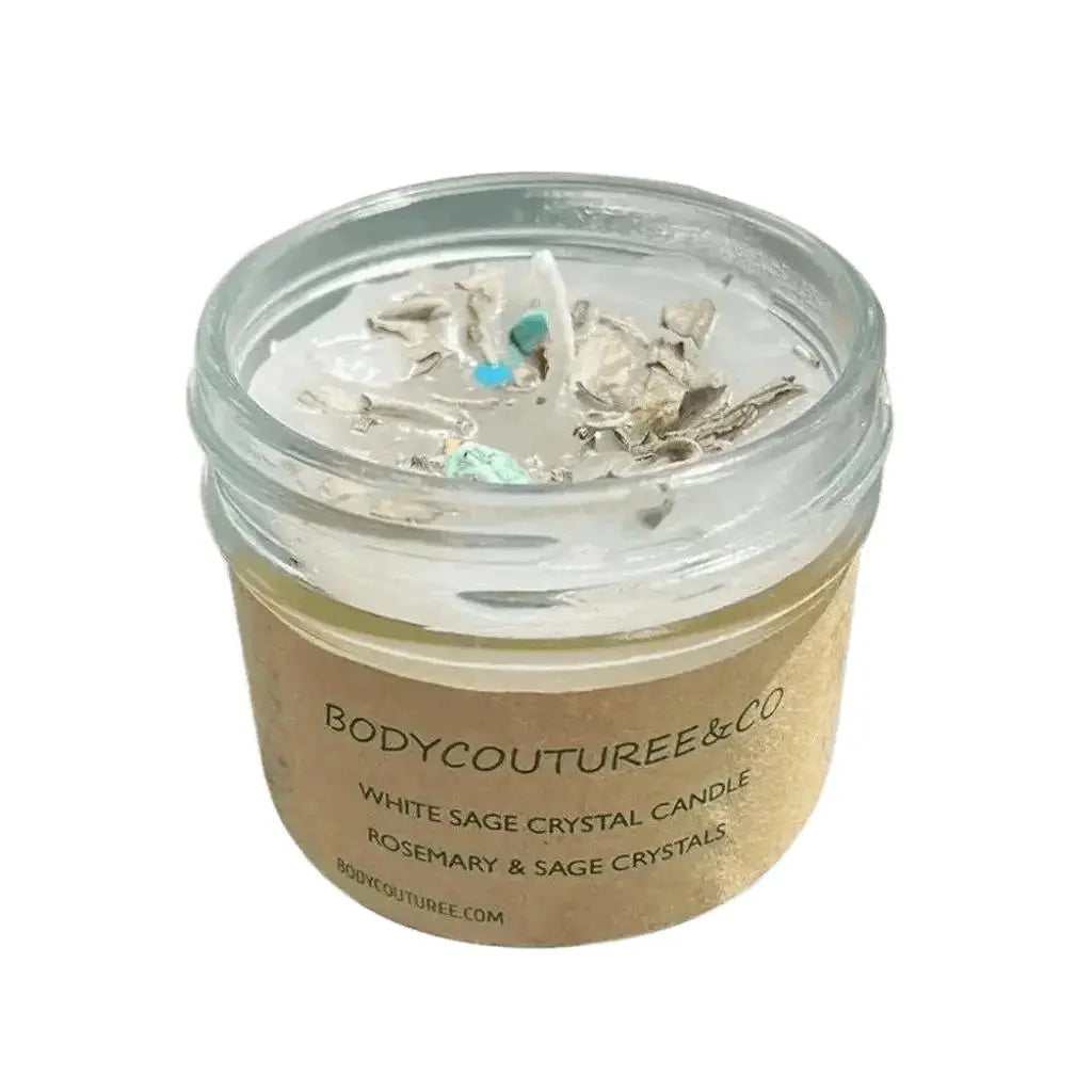 Aromatherapy Rosemary Sage Crystal Candle Bodycouturee&Co