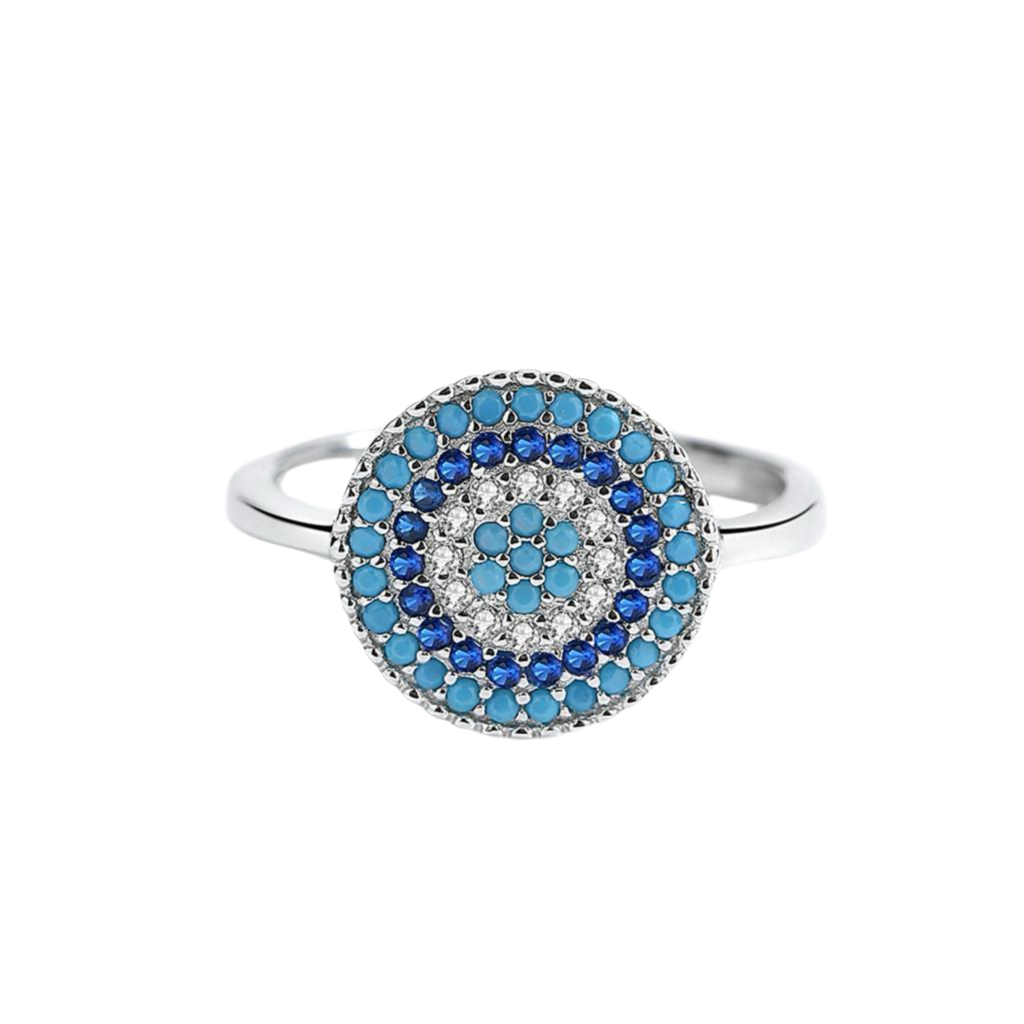 s925 Sterling Silver Evil Eye Diamond Ring - Bodycouturee