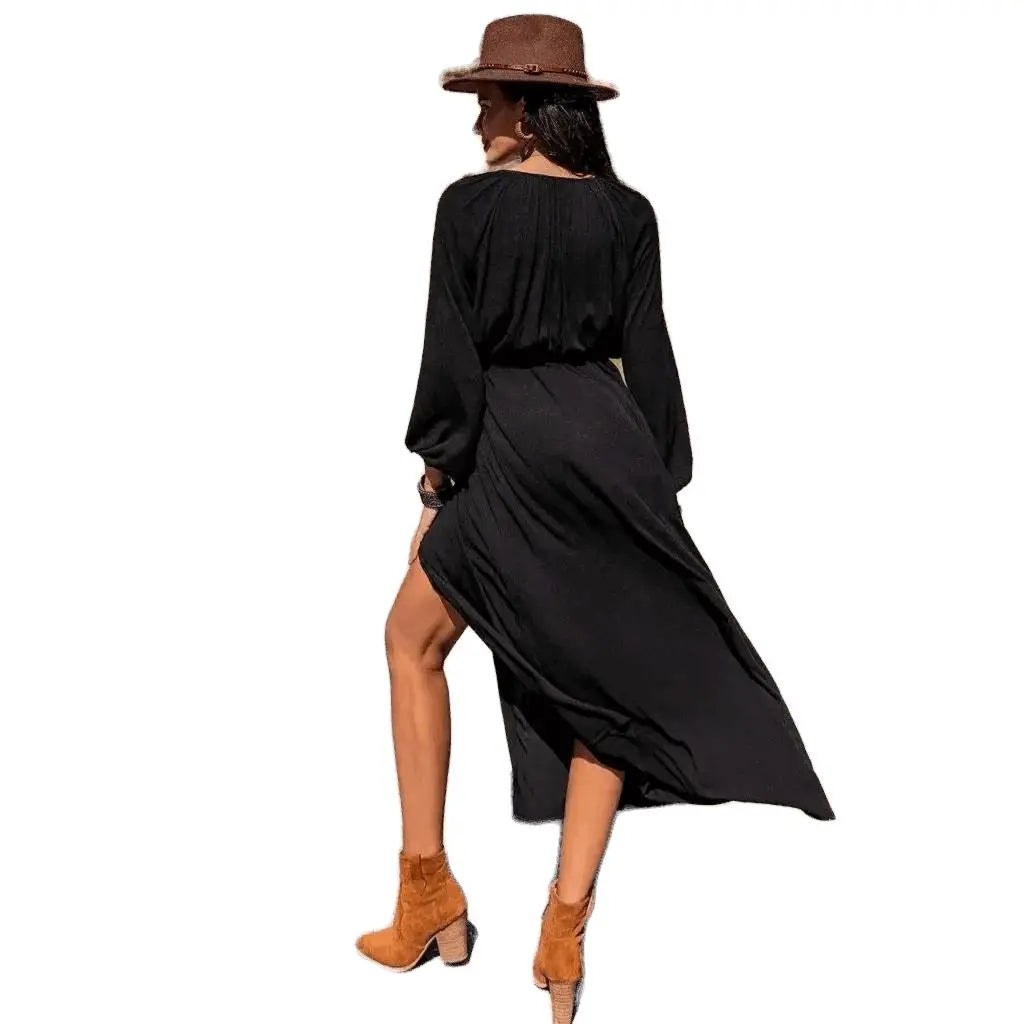 Button Down Maxi Casual Long Sleeve Dress Trendsi