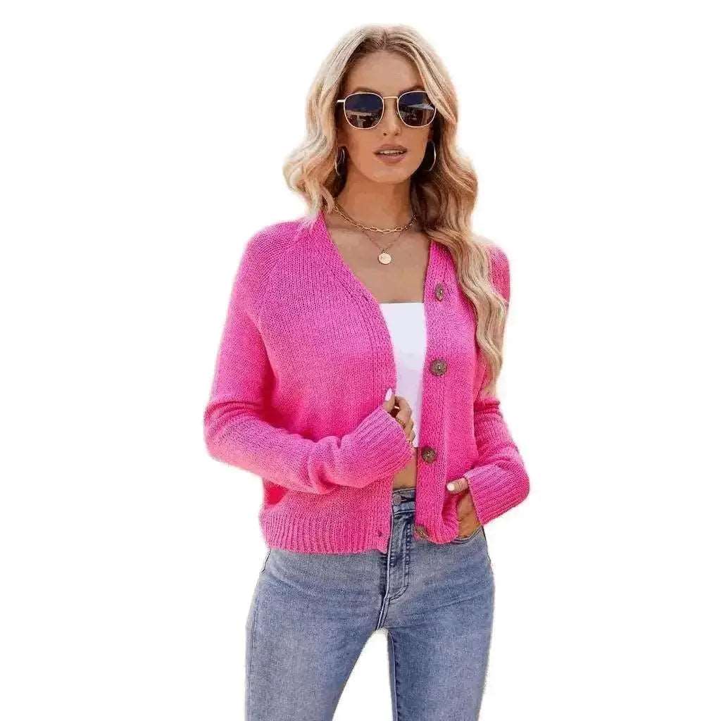 Button Up V Neck Women's Sweater Cardigan Trendsi