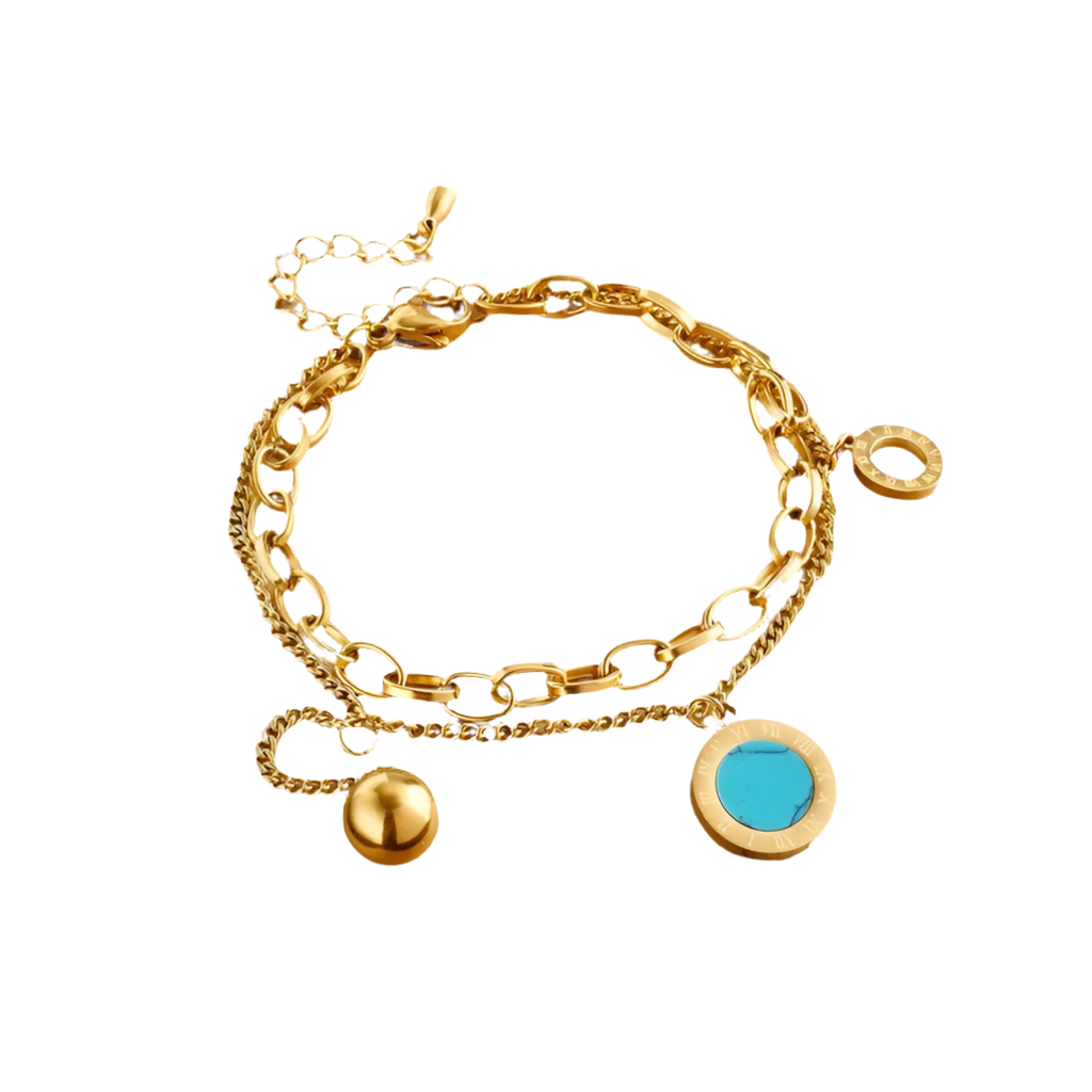 Gold Double Layer Bracelet Bangle Chain - Bodycouturee