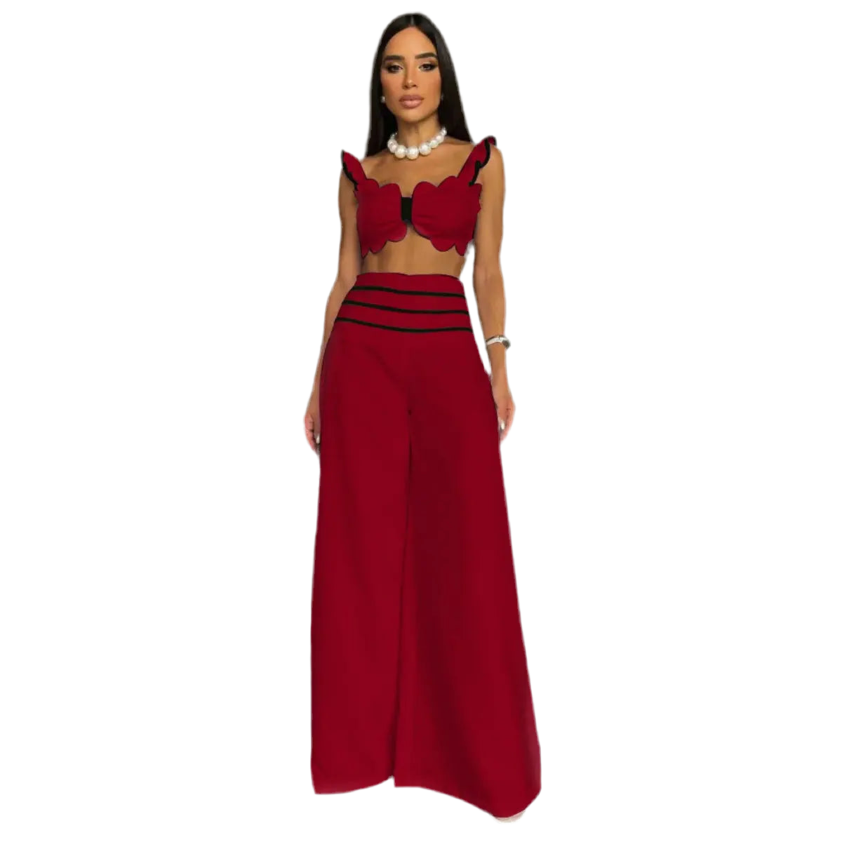 Suspenders Midriff Outfit Fashion Wide-leg Trousers Women's Suit - Bodycouturee