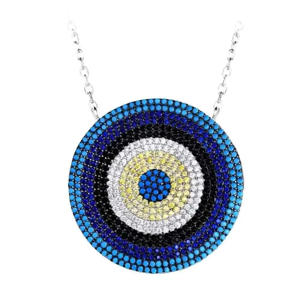 S925 Evil Eye Sterling Silver Gold Necklace CJ dropshipping