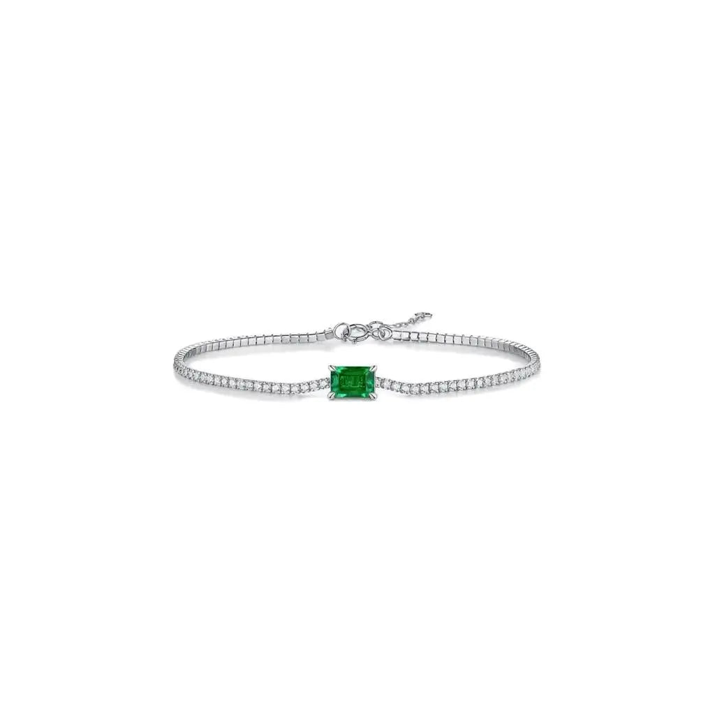 S925 Silver Emerald Diamond Gemstone Bracelet Trendsi