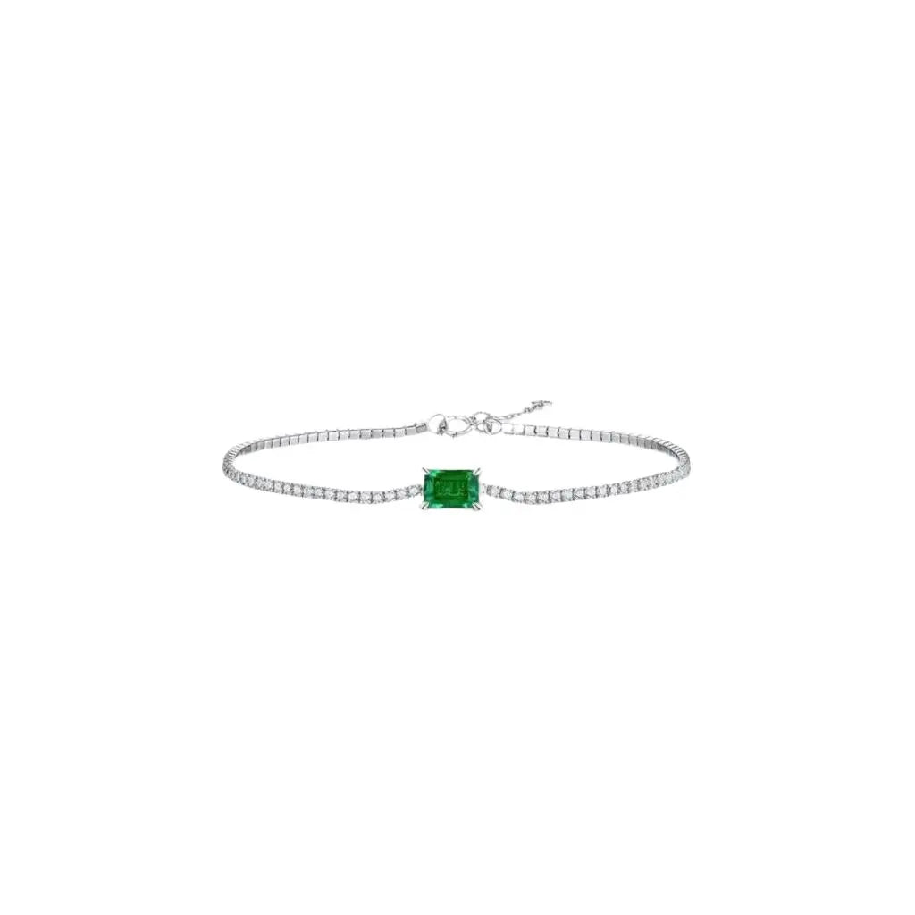 S925 Silver Emerald Diamond Gemstone Bracelet Trendsi