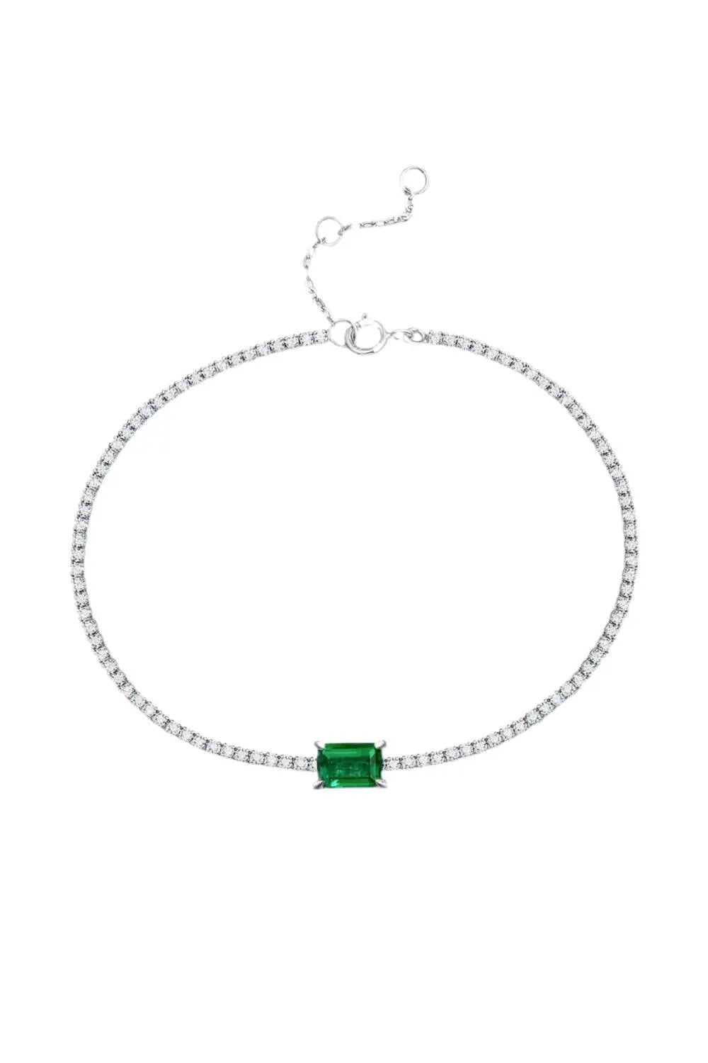 S925 Silver Emerald Diamond Gemstone Bracelet Trendsi