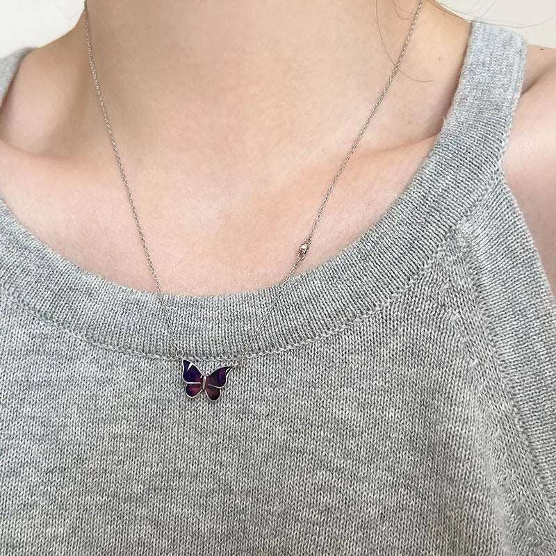 S925 Sliver Color-change Butterfly Necklace - Bodycouturee