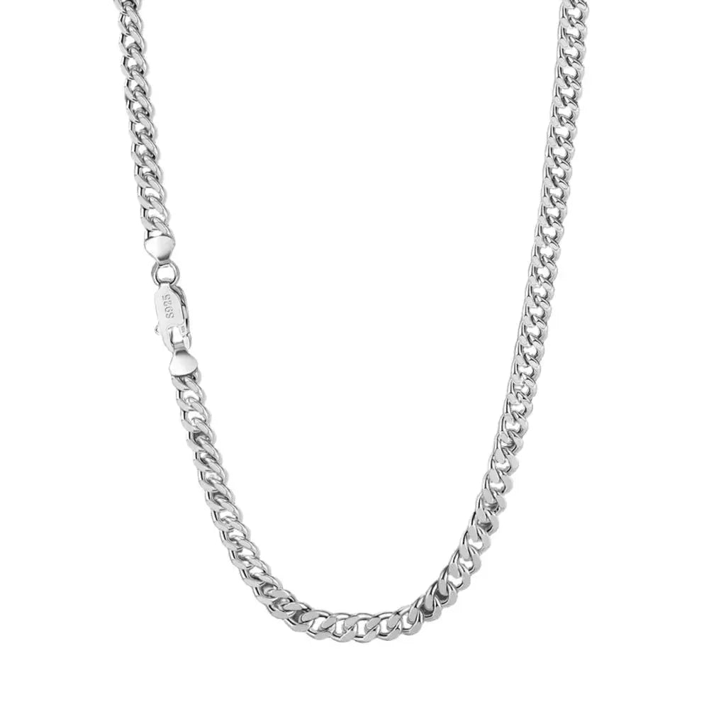 S925 Sterling Silver Cuban Necklace CJ dropshipping