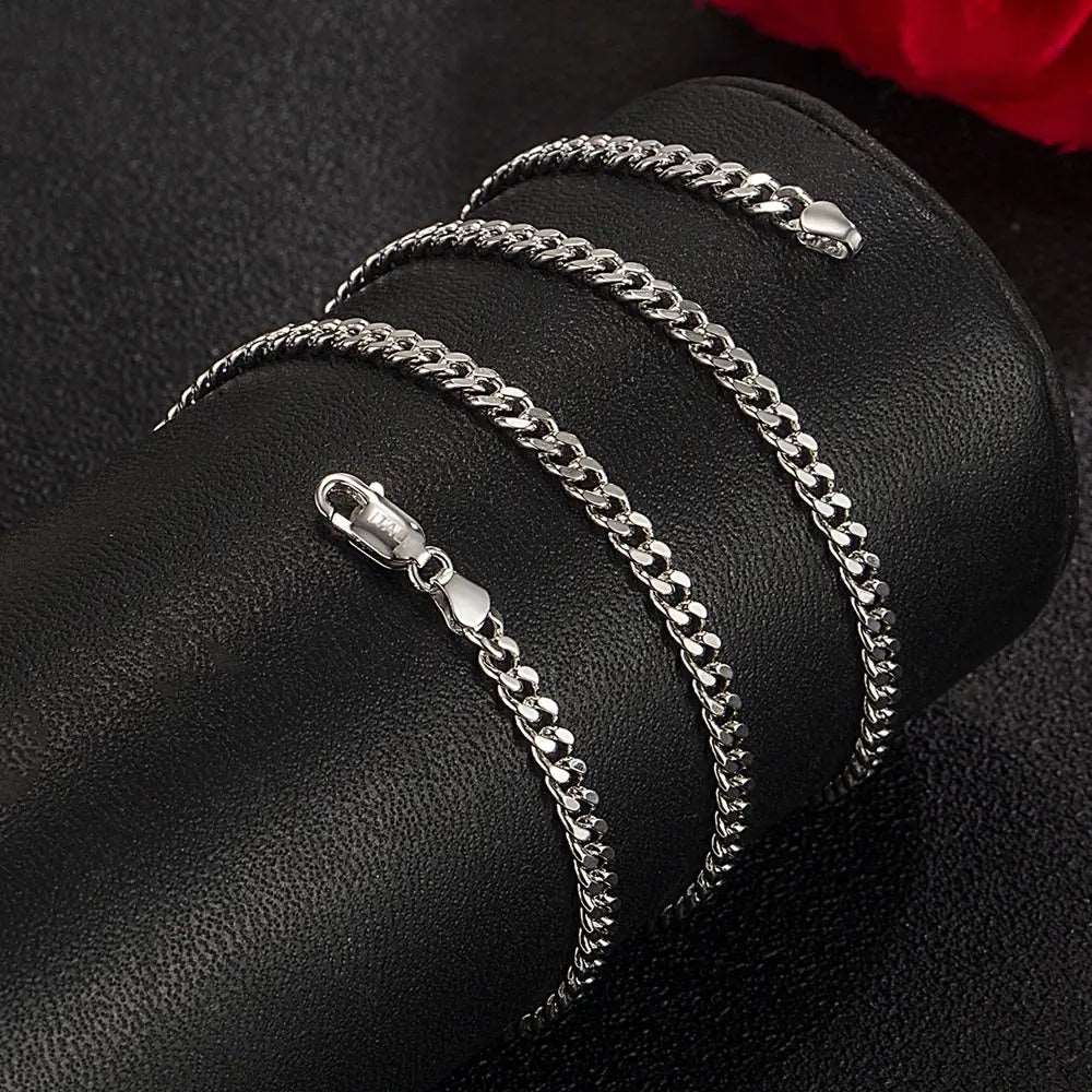 S925 Sterling Silver Cuban Necklace CJ dropshipping