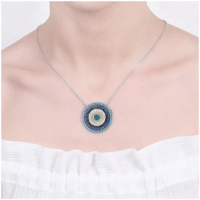 S925 Evil Eye Sterling Silver Gold Necklace - Bodycouturee