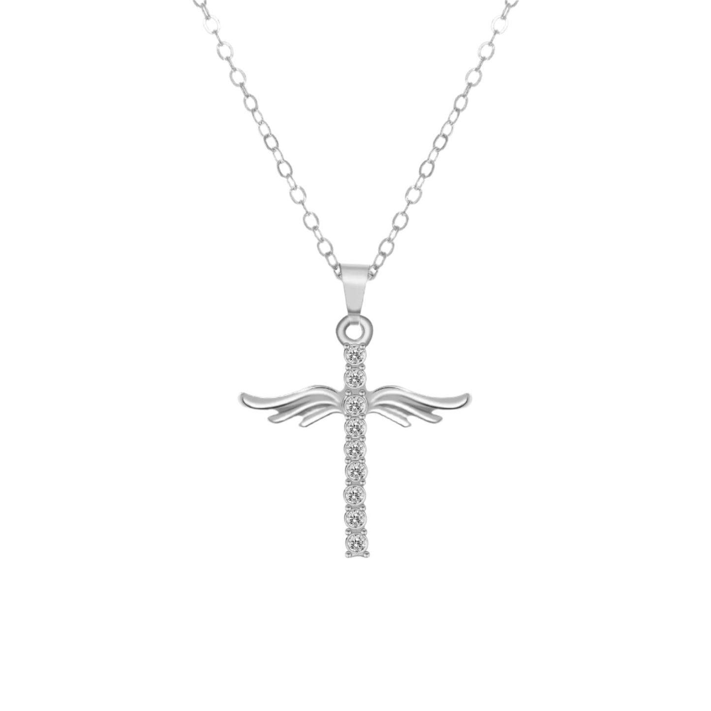 Simple Cross Diamond Angel Wings Pendant Body Couturee & Co