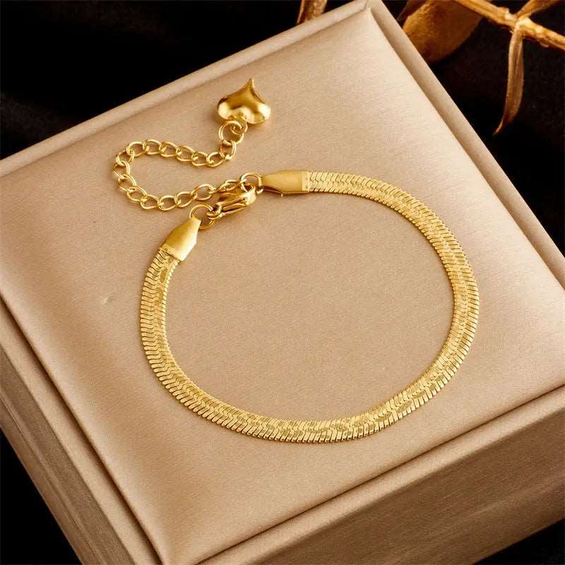 Stainless Steel Gold Double Layer Bracelet Chain - Bodycouturee