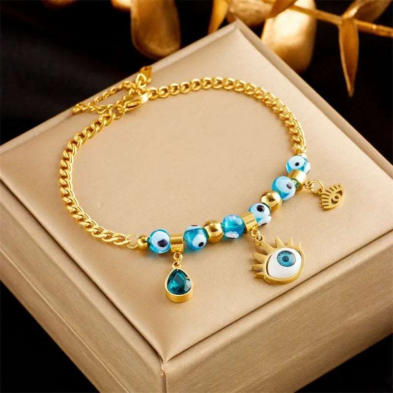 Stainless Steel Gold Double Layer Bracelet Chain - Bodycouturee