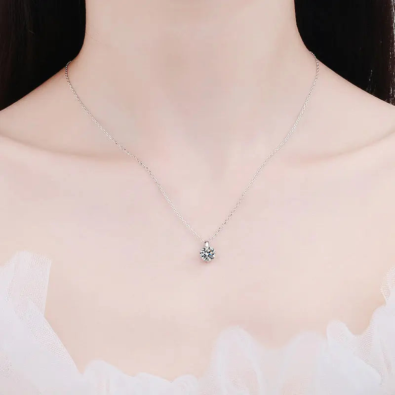 925 Sterling Silver Lab grown Diamond Moissanite Necklace - BodyCouturee