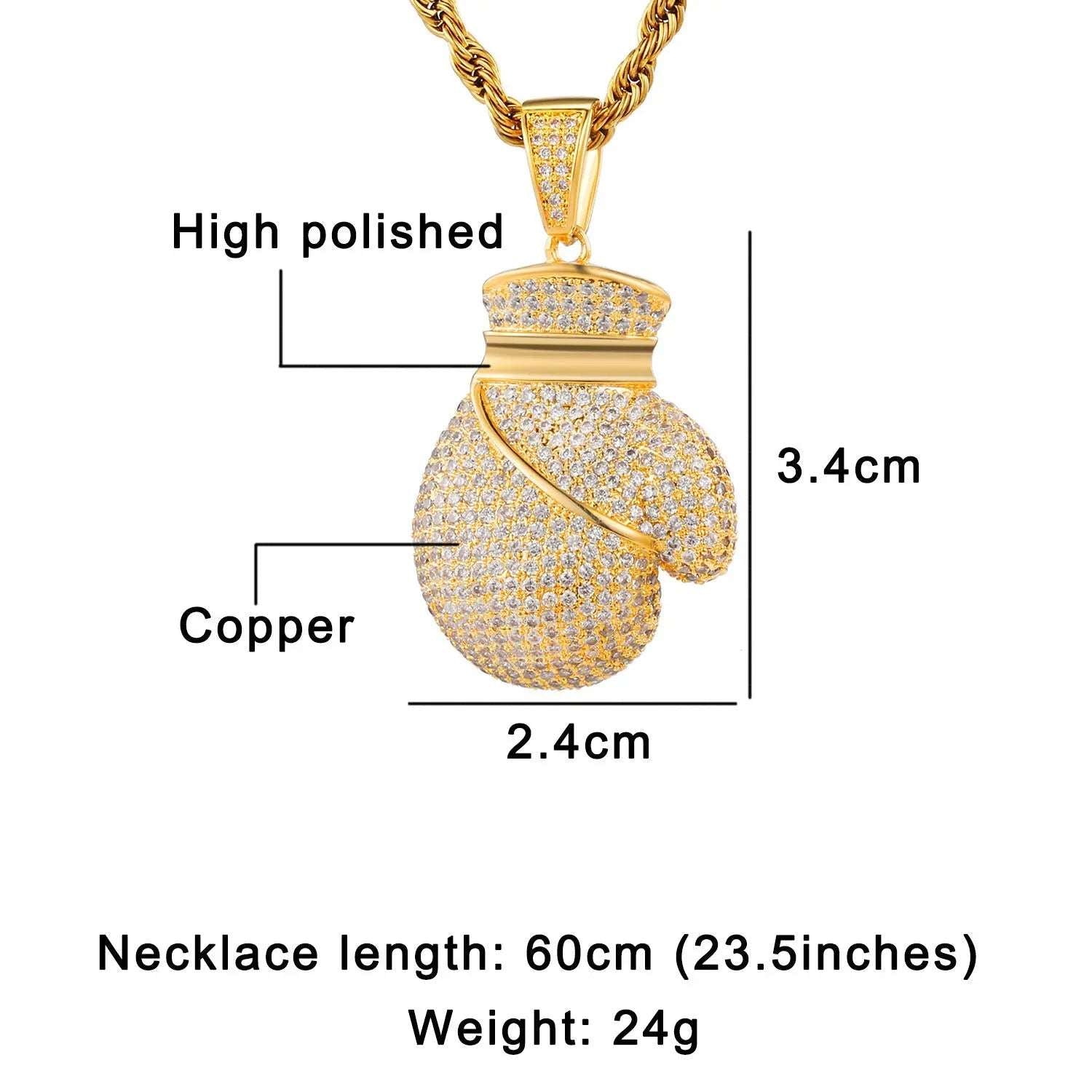 Stainless Steel Golden Boxing Pendant Chain Necklace - BodyCouturee & Co