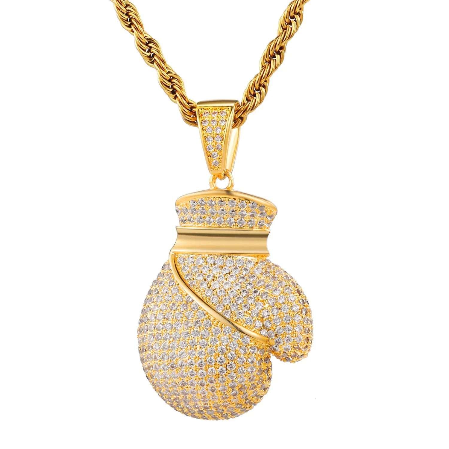 Stainless Steel Golden Boxing Pendant Chain Necklace - BodyCouturee & Co