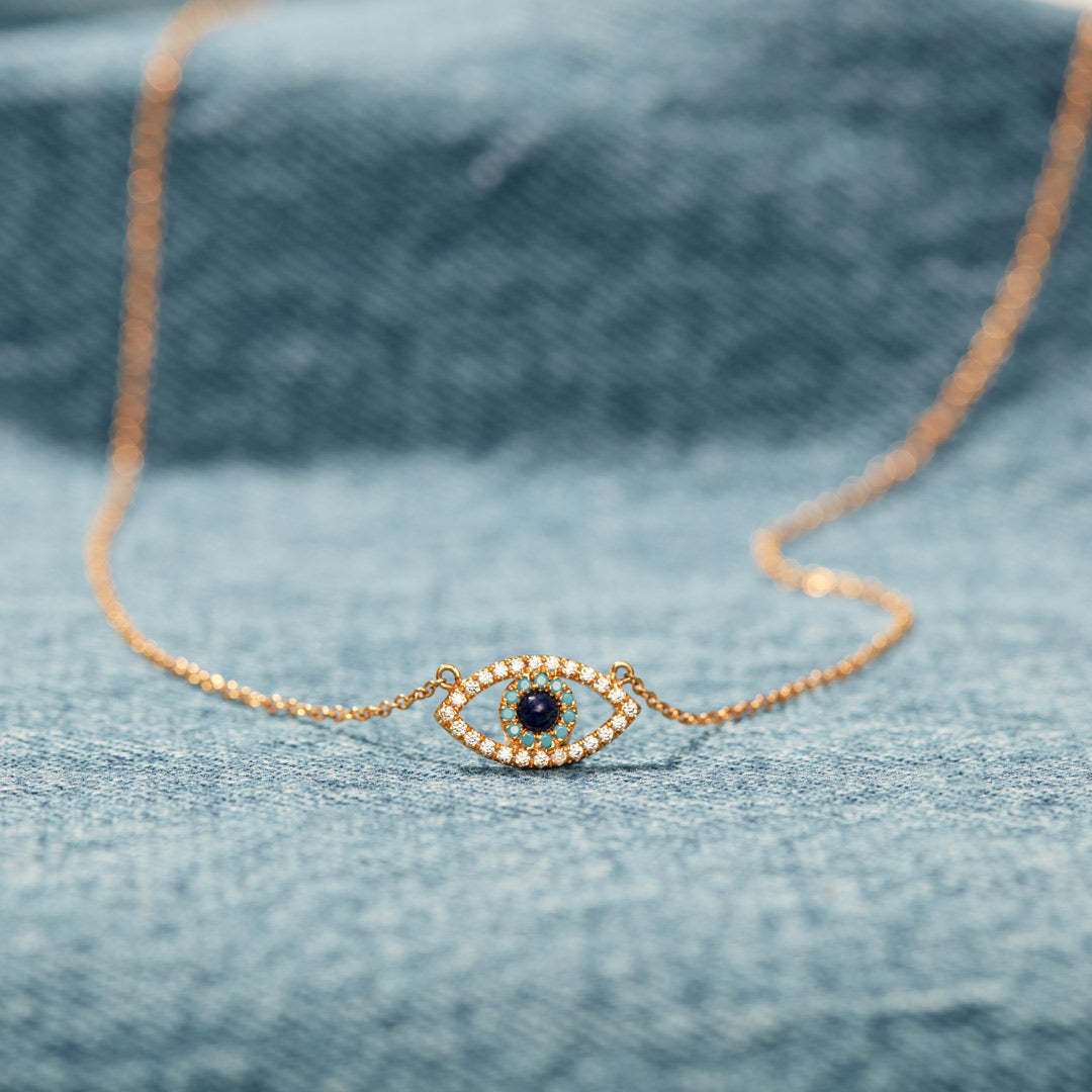 Evil Eye Necklace Crystal Clavicle Chain - Bodycouturee