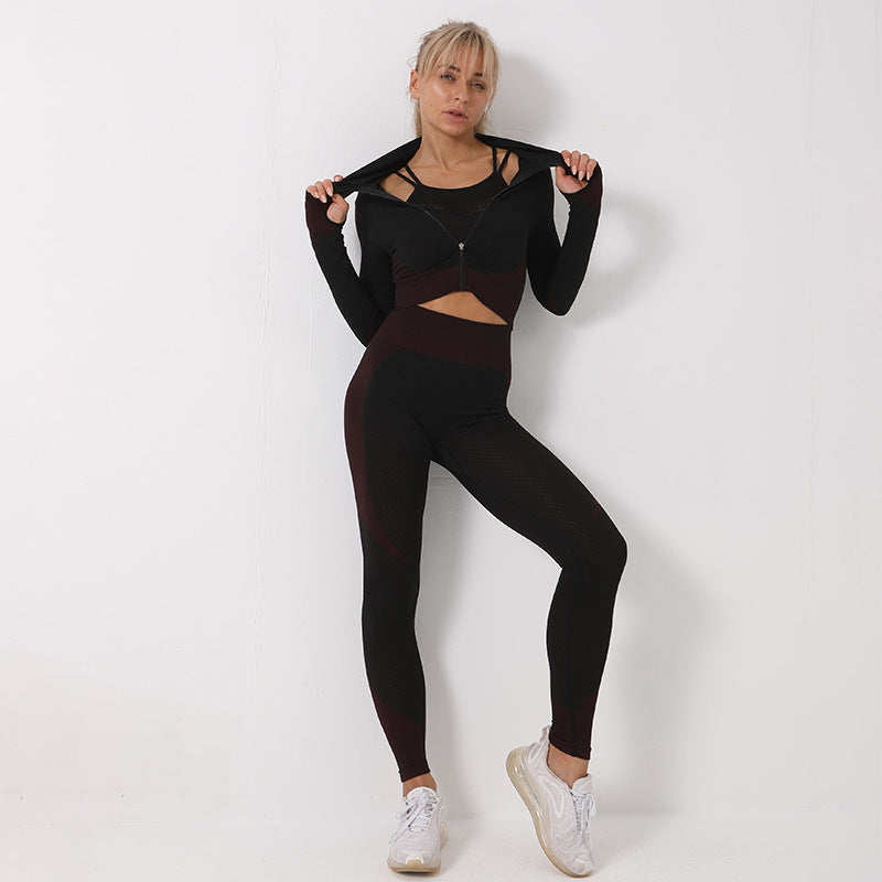 Yoga Set Crop Top Bra Tracksuit - Bodycouturee