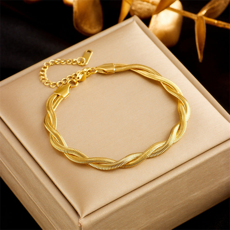 Gold Double Layer Bracelet Bangle Chain - Bodycouturee