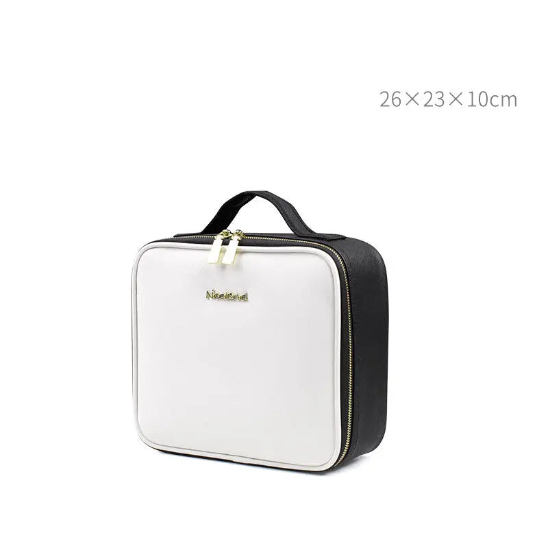 Large Capacity Leather Cosmetic Bag Portable Makeup Artist Makeup Storage Bag Body Couturee & Co